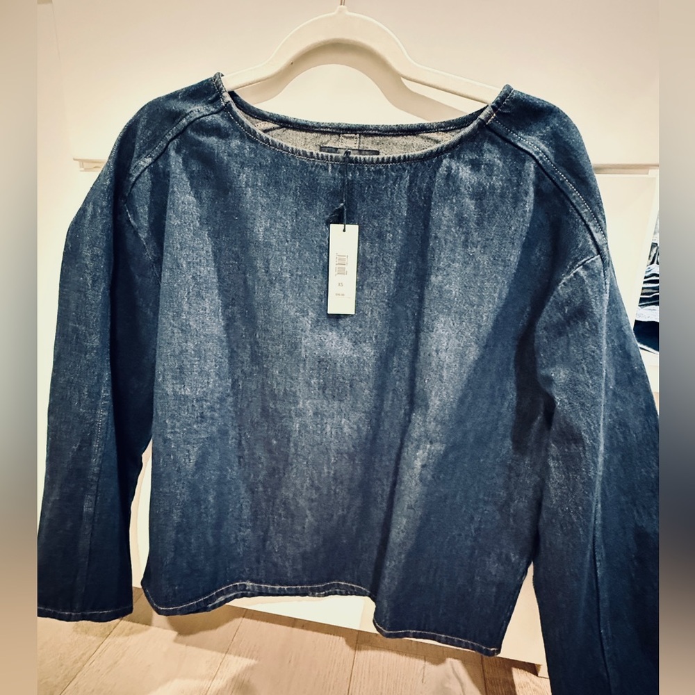 Banana Republic Harlow balloon sleeve Italian boxy denim top - size XS - Picture 3 of 9